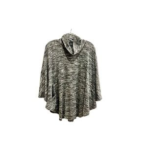 Black and Grey Tribal Poncho Style Top with Pockets